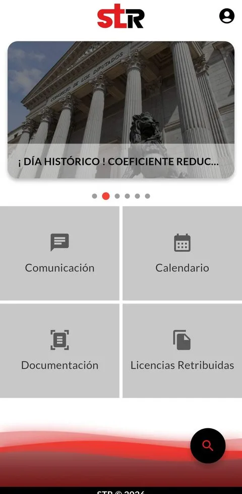 Pantalla de inicio de STR Conecta